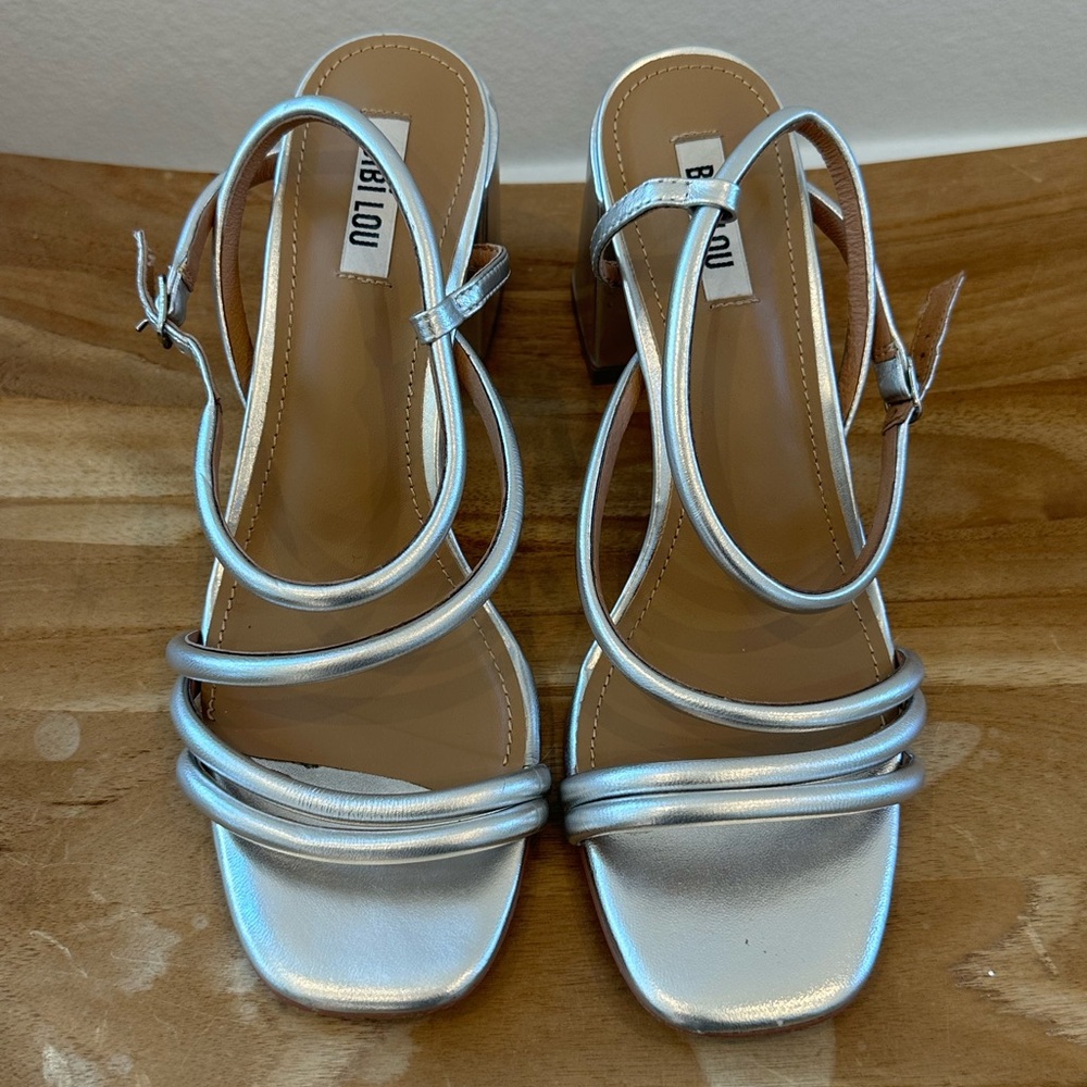 Silver heeled sandals